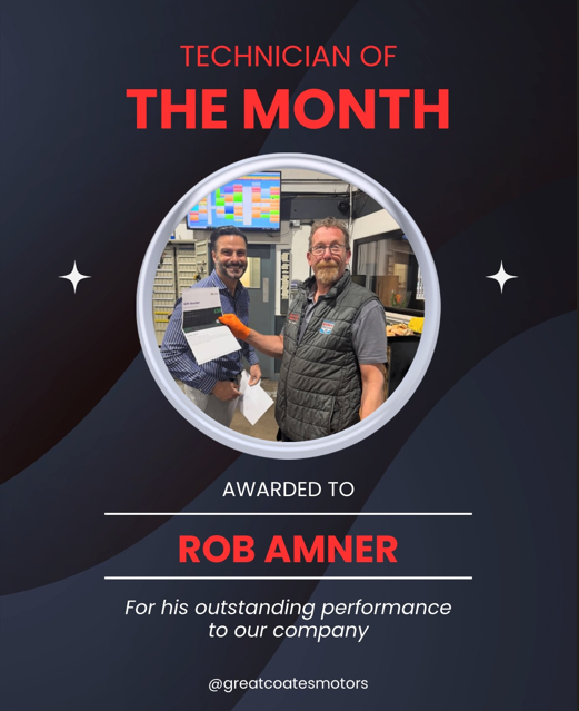 Rob Amner Named Technician of the Month at Great Coates Motors!