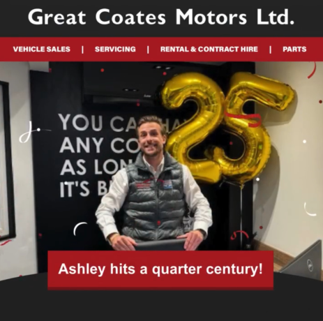 Ashley Barnett Celebrates 25 Years at Great Coates Motors!