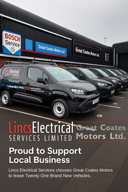 Driving Lincolnshire Forward: Great Coates Motors Supplies LincsElectrical Services with a Fully Equipped New Fleet