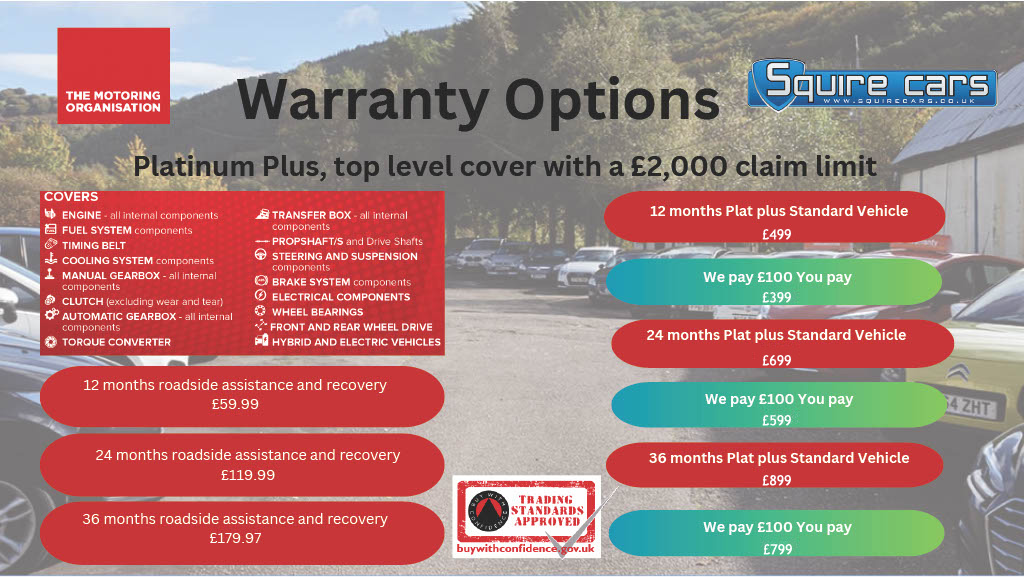 Warranty Prices 2025 - Squire Cars Ltd