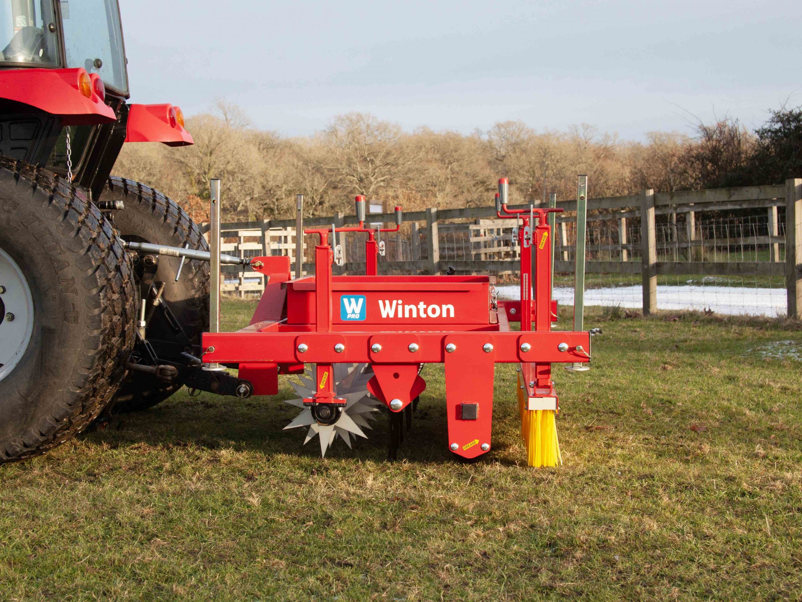 Turf and arena maintenance equipment for compact tractors