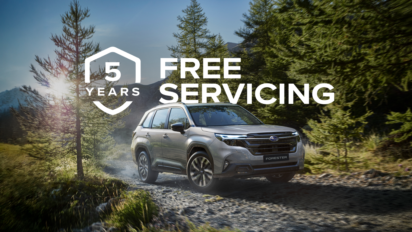 
    5 Years FREE Servicing with a New Subaru

    Take advantage of huge dealer savings across the Subaru range and get 5 years FREE servicing.
    
    Find out more
