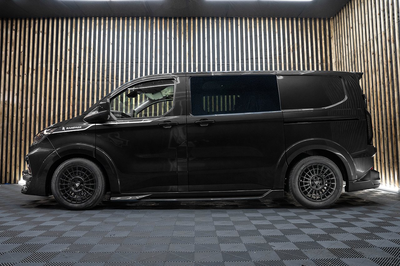 Black Ford Transit Crew Cab Side View - Rampage Vehicles