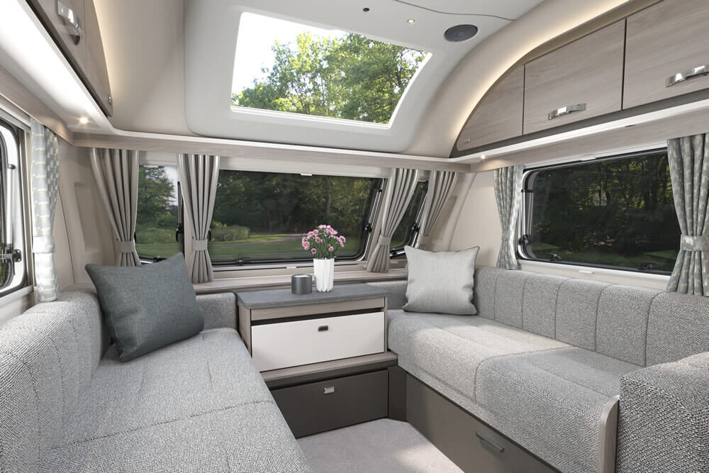 2025 Swift Sprite Grande Body Living, Relaxing & Sleeping Img - Tamar Caravans & Motorhomes