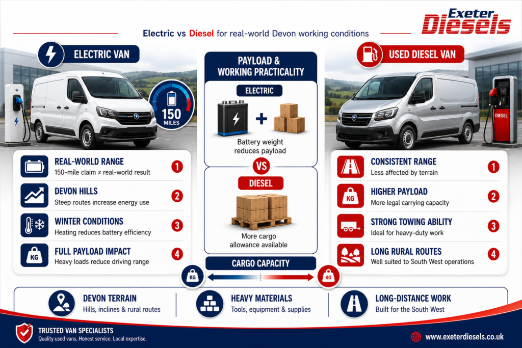 Electric Vans Vs Used Diesel Vans In Devon Infograph - Exeter Diesels